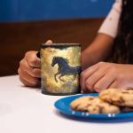 Custom Name Black Mug 11oz 15oz, Gift For Horse Lovers, Personalized Horse And Forest Scene Ceramic Cup, Customized Nature Themed Coffee Cup, Horse Enthusiasts Full Wrap Mug, 1PCS