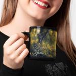 Custom Name Black Mug 11oz 15oz, Gift For Horse Lovers, Personalized Horse And Forest Scene Ceramic Cup, Customized Nature Themed Coffee Cup, Horse Enthusiasts Full Wrap Mug, 1PCS