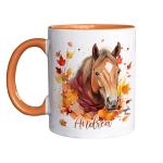 FLOCHIL Personalized Horse Coffee Mug, Custom Horse Mugs With Name, Fall Autumn Coffee Mugs, Gift For Thanksgiving Day, Halloween, Christmas