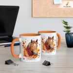 FLOCHIL Personalized Horse Coffee Mug, Custom Horse Mugs With Name, Fall Autumn Coffee Mugs, Gift For Thanksgiving Day, Halloween, Christmas