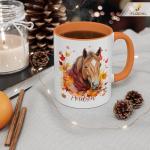 FLOCHIL Personalized Horse Coffee Mug, Custom Horse Mugs With Name, Fall Autumn Coffee Mugs, Gift For Thanksgiving Day, Halloween, Christmas