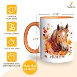 FLOCHIL Personalized Horse Coffee Mug, Custom Horse Mugs With Name, Fall Autumn Coffee Mugs, Gift For Thanksgiving Day, Halloween, Christmas