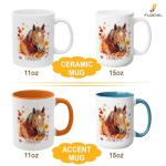 FLOCHIL Personalized Horse Coffee Mug, Custom Horse Mugs With Name, Fall Autumn Coffee Mugs, Gift For Thanksgiving Day, Halloween, Christmas