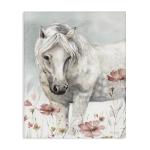 Stupell Industries Beautiful Horse Pink Flower Animal Watercolor Painting Canvas Wall Art, 16x20, Multicolor