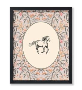 Poster Master Vintage Pony Print - Retro Horse Poster - Pastel Flower Art - Farmhouse Design - Chic Boho Art - Floral Aesthetic Kids Room or Nursery Wall Decor - 8x10 UNFRAMED Wall Art