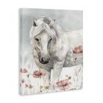Stupell Industries Beautiful Horse Pink Flower Animal Watercolor Painting Canvas Wall Art, 16x20, Multicolor