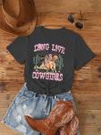 YHHR Womens Cow Skull Shirt Cowgirl Country Concert Tshirt Vintage Western Rodeo Graphic Tee Short Sleeve Casual Summer Top