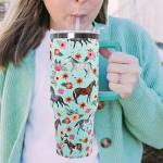 Ceovfoi 40 Oz Horse Tumbler With Handle, Coffee Travel Mug Cup Water Bottle, Horse Decor, Gifts for Women