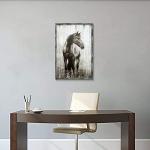 Vertical Horse Rustic Framed Painting: Wild Western Animal Wall Art - Farmhouse Decor for Home - 24"x36"