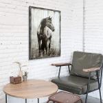Vertical Horse Rustic Framed Painting: Wild Western Animal Wall Art - Farmhouse Decor for Home - 24"x36"