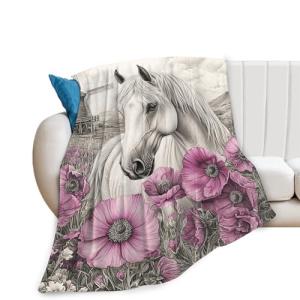 Horse Throw Blanket Horse Lovers Blanket Ultra Soft Warm Flannel Fleece Lightweight Fuzzy Decor Gifts for Women Men Girls Boys 50"x40"