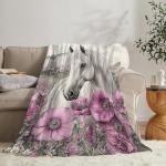 Horse Throw Blanket Horse Lovers Blanket Ultra Soft Warm Flannel Fleece Lightweight Fuzzy Decor Gifts for Women Men Girls Boys 50"x40"