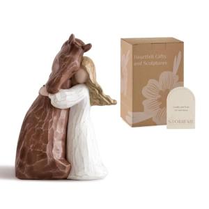 Storieme Horse Gifts for Women: Girl Embracing Horses Hand-Painted Stuff Figurines Statue Decorations Memorial Gift for Horse Lovers Teen Girls