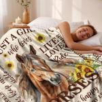 Horse Blanket for Girls Womens,Ultra Soft Flannel Horse Throw Blanket 50 * 60in