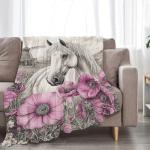 Horse Throw Blanket Horse Lovers Blanket Ultra Soft Warm Flannel Fleece Lightweight Fuzzy Decor Gifts for Women Men Girls Boys 50"x40"