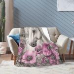 Horse Throw Blanket Horse Lovers Blanket Ultra Soft Warm Flannel Fleece Lightweight Fuzzy Decor Gifts for Women Men Girls Boys 50"x40"