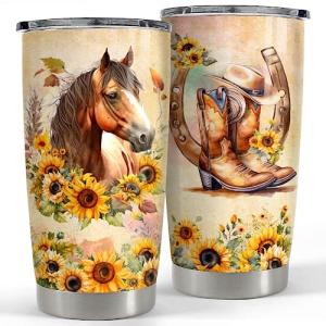 SANDJEST Horse Tumbler 20oz Horses Gifts for Women Girl Stainless Steel Insulated Tumblers Coffee Travel Mug Cup Equestrian Gift for Birthday Christmas