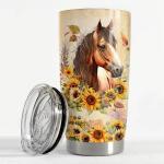SANDJEST Horse Tumbler 20oz Horses Gifts for Women Girl Stainless Steel Insulated Tumblers Coffee Travel Mug Cup Equestrian Gift for Birthday Christmas