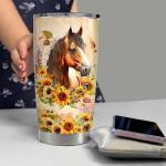 SANDJEST Horse Tumbler 20oz Horses Gifts for Women Girl Stainless Steel Insulated Tumblers Coffee Travel Mug Cup Equestrian Gift for Birthday Christmas