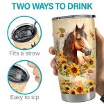 SANDJEST Horse Tumbler 20oz Horses Gifts for Women Girl Stainless Steel Insulated Tumblers Coffee Travel Mug Cup Equestrian Gift for Birthday Christmas