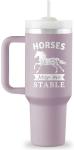 Horse Gifts for Women - Horse Stuff - 40 oz Engraved Tumbler with Handle & Straw - Christmas Gifts for Horses Lovers Birthday Christmas Gift - Horses Keep Me Stable