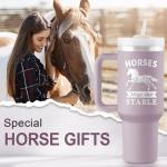 Horse Gifts for Women - Horse Stuff - 40 oz Engraved Tumbler with Handle & Straw - Christmas Gifts for Horses Lovers Birthday Christmas Gift - Horses Keep Me Stable