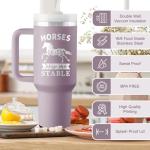 Horse Gifts for Women - Horse Stuff - 40 oz Engraved Tumbler with Handle & Straw - Christmas Gifts for Horses Lovers Birthday Christmas Gift - Horses Keep Me Stable