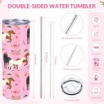 Funnymoom 2 Pack Horse Gifts Set Skinny Tumbler 20 oz Travel Coffee Mug Novelty Cute Animals Socks, Christmas Birthday Party Gifts for Horse Themed