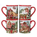 Certified International Homestead Christmas 16 oz. Mugs, Set of 4