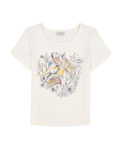 Lucky Brand Girls' Short Sleeve Babydoll T-Shirt, Soft & Comfortable, Horse Meadow, 7