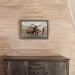 Large Horse Framed Wall Art: Framed Animal Horse Painting Wild Horse Artwork Wood Print for Bedroom(16x12)