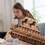 Western Horse Print Blanket Country Farm Brown Cowboy Throw Blankets for Couch Sofa Bed Stuff Decor Gifts Lightweight Soft Warm Cozy Fleece Plush Flannel Bedding for Lover Man Woman Adults 40"x50"