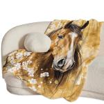 Baegopa Horse Throw Blanket for Girls Women Cozy Plush Fleece Flannel Animal Flower Blankets Gifts for Horse Lovers Decor 50"X40"