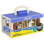 Breyer Horses Farms Wooden Stable Playset with 6 Horses | 6 Piece | 6 Stablemates Horses Included | 6” H x 9” L x 2.5” D | 1:32 Scale | Model #59217, Multi