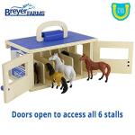 Breyer Horses Farms Wooden Stable Playset with 6 Horses | 6 Piece | 6 Stablemates Horses Included | 6” H x 9” L x 2.5” D | 1:32 Scale | Model #59217, Multi