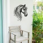LIYOUYA Horse Head Metal Wall Decor - Rustic Farmhouse Room Decor Simple Line Black Wall Art Home Decor for Living Room, Bedroom, Bathroom, Dining Room, Courtyard (Black)