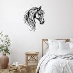 LIYOUYA Horse Head Metal Wall Decor - Rustic Farmhouse Room Decor Simple Line Black Wall Art Home Decor for Living Room, Bedroom, Bathroom, Dining Room, Courtyard (Black)