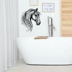 LIYOUYA Horse Head Metal Wall Decor - Rustic Farmhouse Room Decor Simple Line Black Wall Art Home Decor for Living Room, Bedroom, Bathroom, Dining Room, Courtyard (Black)