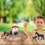 Gemini&Genius Horses Toy for Kids, Farm Horse Animal Playset, Stallion with Horse Cub Family Action Figures Party Favors Supplies, Party Cupcake Toppers, Birthday Gifts for Kids