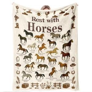 AuraCasa Horse Throw Blanket - Gift for Horse Lovers, Western Equestrian Decor for Girls & Women, Cowgirl Ranch Farmhouse for Couch Bed Dorm, 50'' x 60'', Birthday Christmas Mother's Day