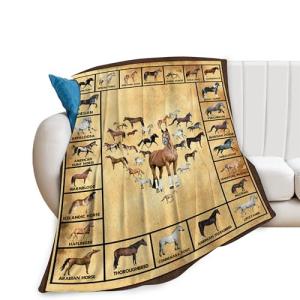 Horse Blanket Throws Horse Gifts Horses Throw Blanket for Girls Boys Kids Adults Soft Warm Cozy Fleece Blanket for Couch Sofa ​Bed 50"x40"