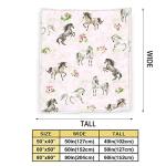 Horse Blanket Gifts for Girls Women Western Horses Flowers Animal Fleece Flannel Throw Blankets Soft Lightweight Horse Plush Stuff Pink Throws for Kids Adults Bed Sofa Decor 50"x40"