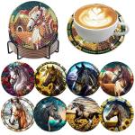 Zythron 8 PCS Diamond Art Coasters Horse Diamond Painting Coasters Kits Horse with Holder Cork Pads DIY for Beginners, Adults, Diamonds Art Crafts Supplies 4x4 in