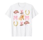 Western Girl Country Rodeo Pink Cowgirl Horse Coquette Bow T-Shirt