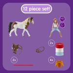 Schleich Horse Club 12-Piece Hannah's Riding Horse Set - Rodeo Riding with Cowgirl and Horse, Realistic Western Rodeo Farm Animal Toys and Accessories, Gift for Toddlers, Boys, and Girls Ages 5 and up