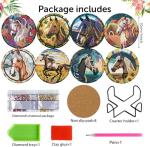 Zythron 8 PCS Diamond Art Coasters Horse Diamond Painting Coasters Kits Horse with Holder Cork Pads DIY for Beginners, Adults, Diamonds Art Crafts Supplies 4x4 in