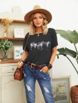 Horse Shirts for Women Vintage Rodeo Western Graphic Tshirt Casual Short Sleeve Animal Tee Tops Dark Gray