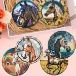 Zythron 8 PCS Diamond Art Coasters Horse Diamond Painting Coasters Kits Horse with Holder Cork Pads DIY for Beginners, Adults, Diamonds Art Crafts Supplies 4x4 in