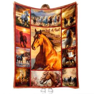 LuxeCove Horse Lover Gift, Horse Throw Blanket, Western Cowgirl Room Decor for Girls & Women, 50'' x 60'', Cozy Equestrian Accent for Bed & Couch, Farmhouse Birthday Christmas Mother's Day