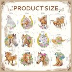 Keluna Diamond Art Horse Keychains - 12 Pcs Diamond Painting Keychains Kits, Western Cowboy Watercolor Flower Horse, DIY Key Chain Crafts Art Kits for Adult